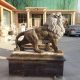 Marble Black Lion Statue in Pair