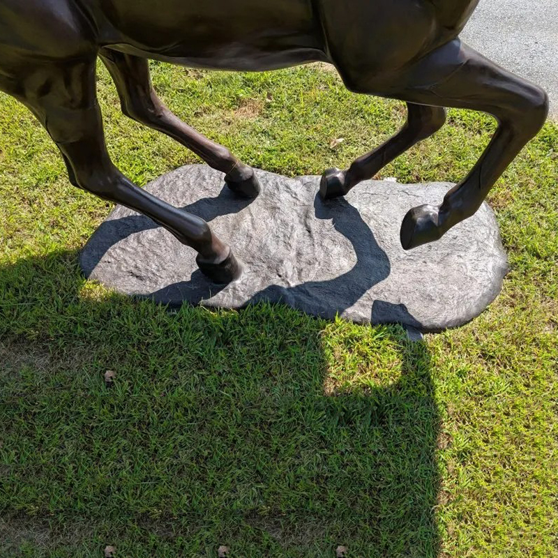 Bronze Horse Garden Statue closeup legs motion