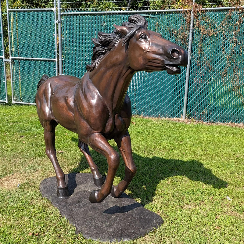 Bronze Horse Garden Statue dynamic running pose