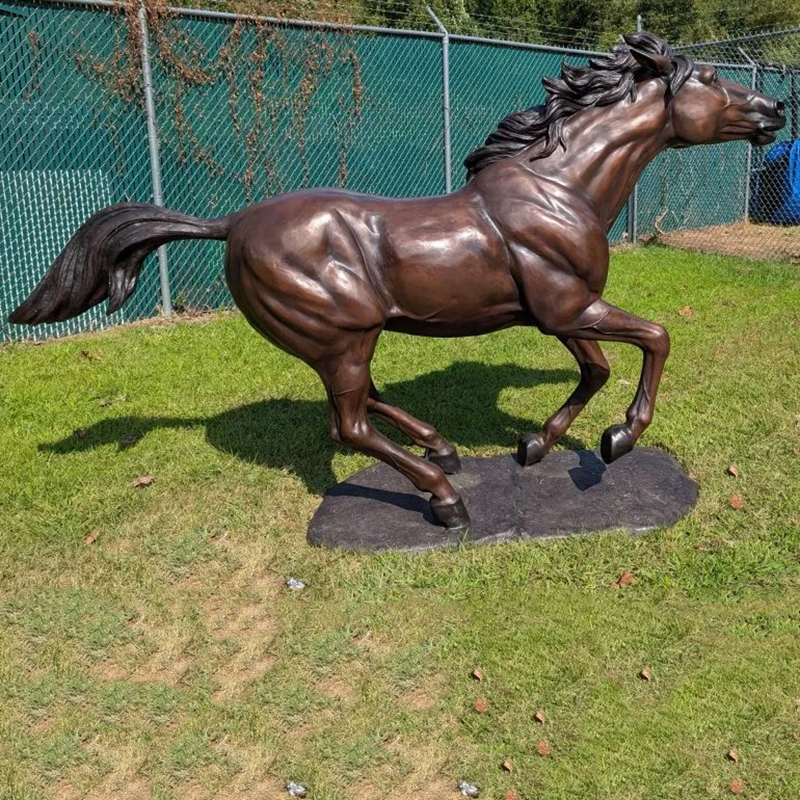 Bronze Horse Garden Statue side view outdoor display