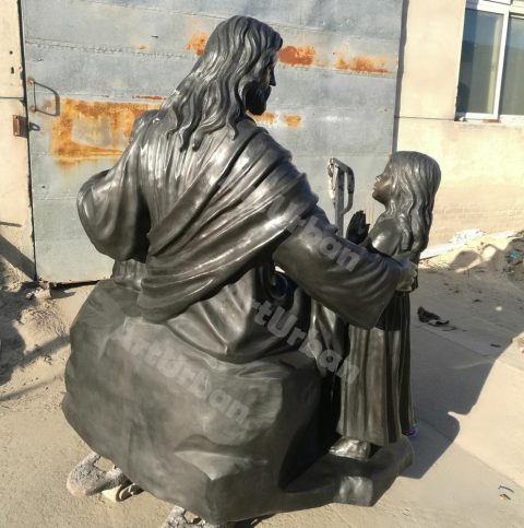 life size bronze jesus statue with children