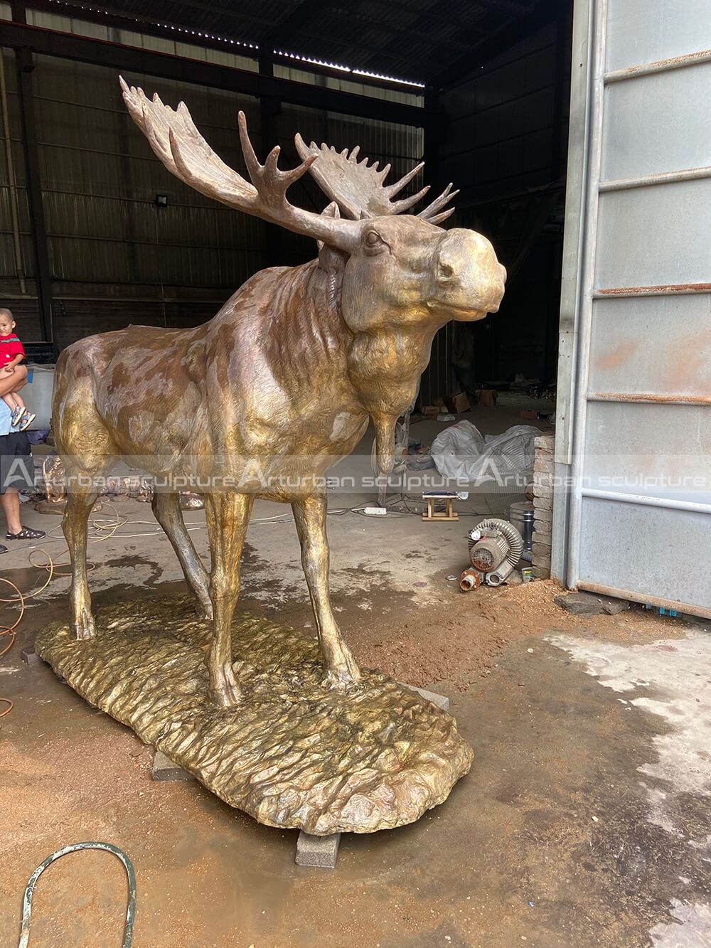 bronze moose statue