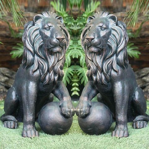 lion statue pair