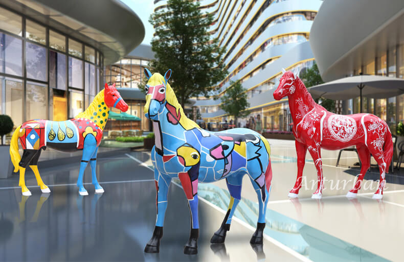 painted horse statues