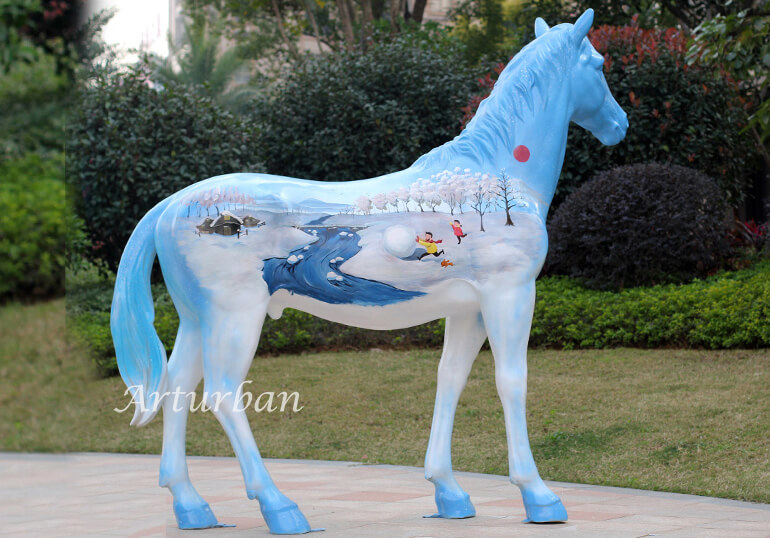 painted horse sculptures