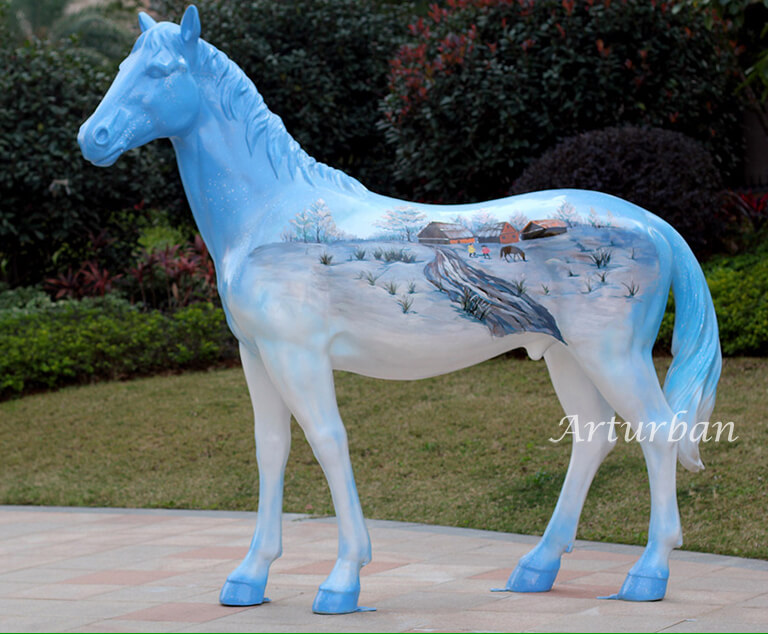 painted horse sculptures