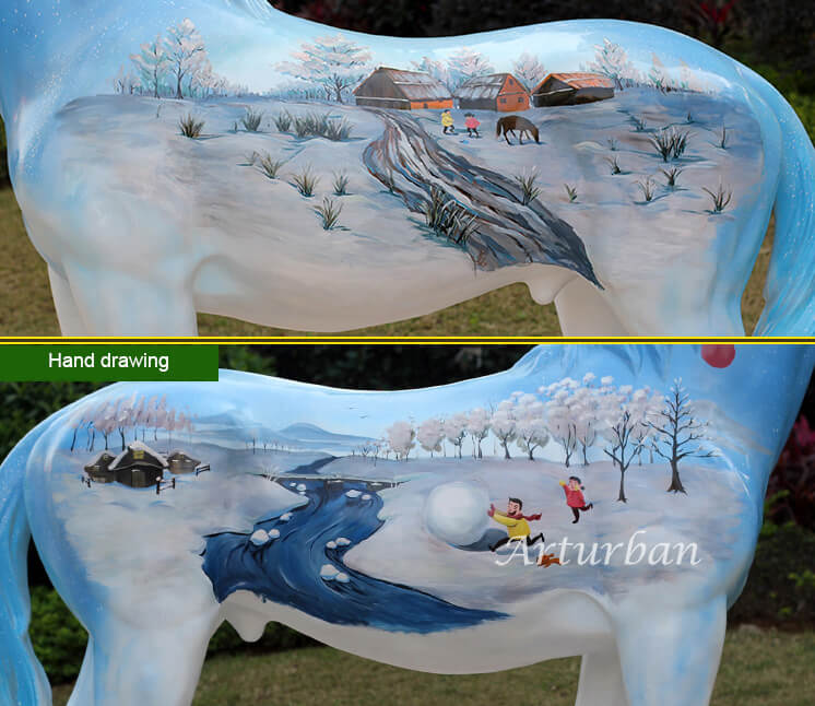 painted horse sculptures