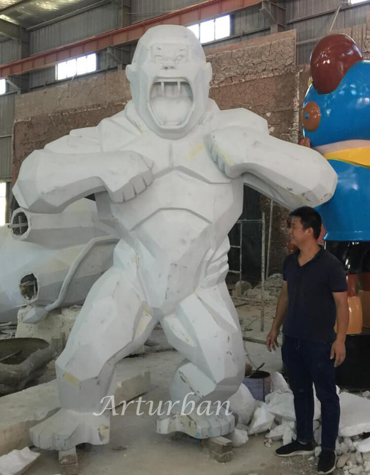 clay of fiberglass geometric gorilla statue