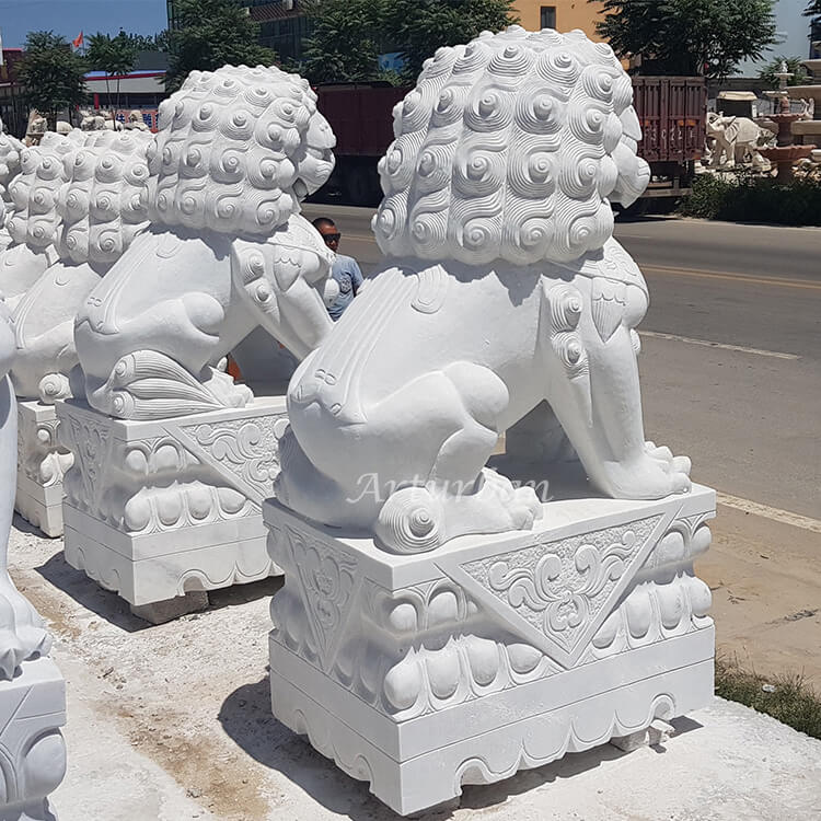 back of chinese lion statue