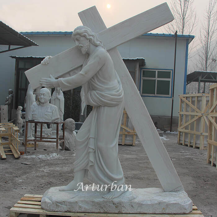 White Marble Jesus Carrying Cross