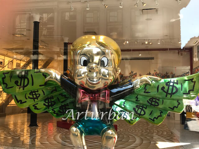 Fiberglass Monopoly Alec Richie Rich Flying In Money Sculpture 