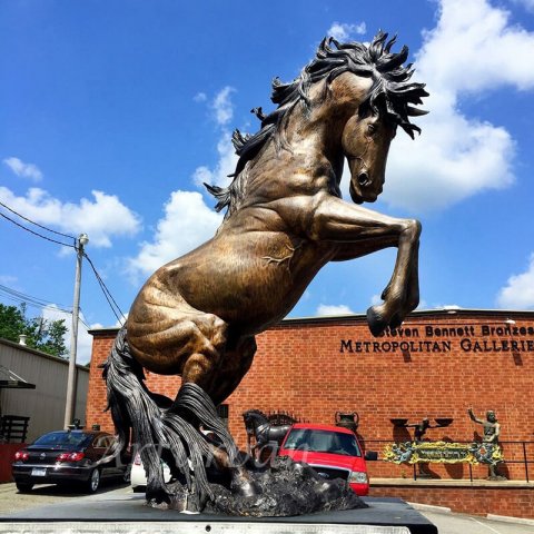 jumping horse garden statue