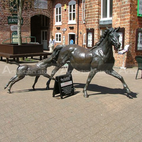 bronze mare and foal statue