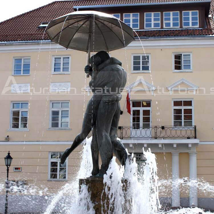 Boy and Girl Umbrella Bronze Fountain