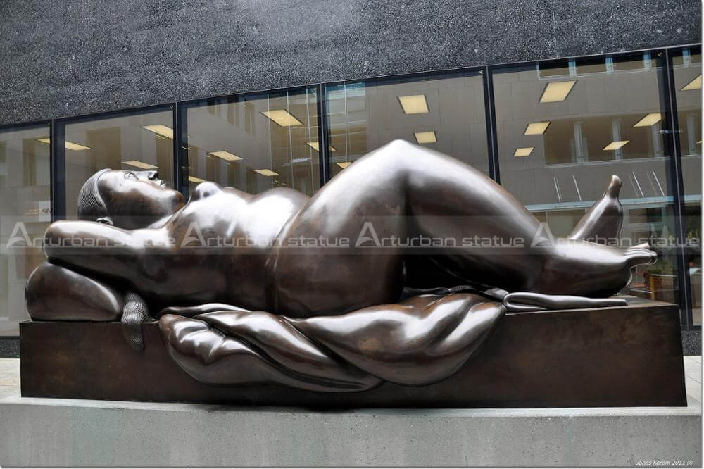 Bronze Botero Lady Lying Sculpture