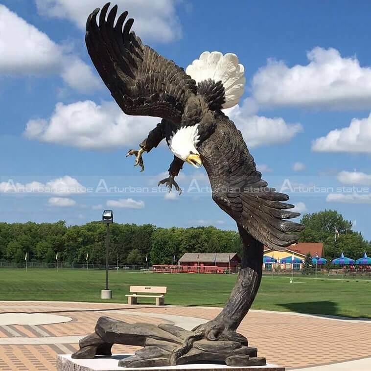 Eagle Statues Flying from Tree Branch