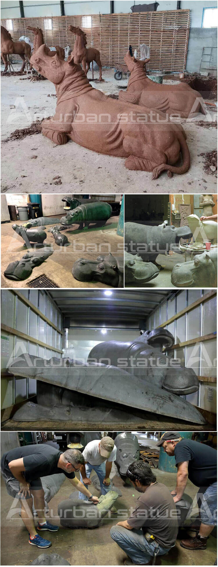 Project cases of hippo statue