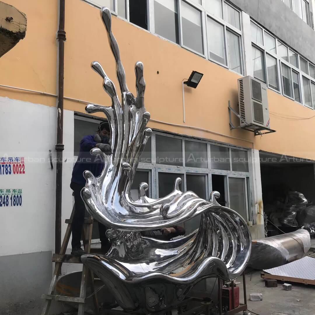 stainless steel wave statue