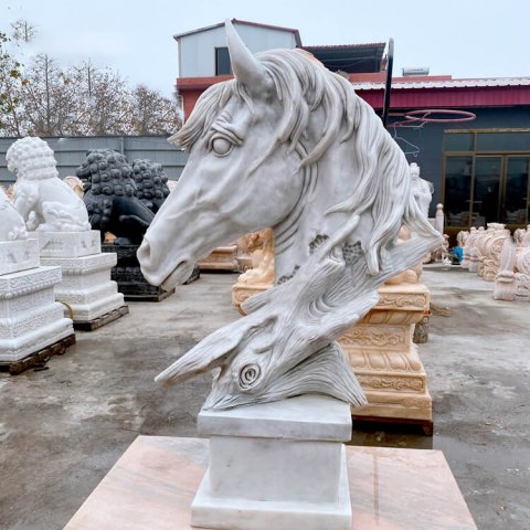 marble horse head sculpture