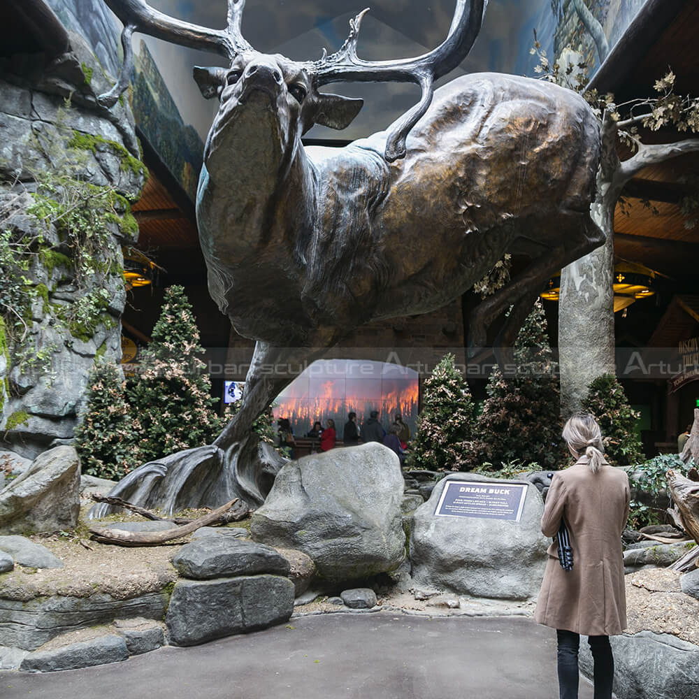 large bronze deer statues