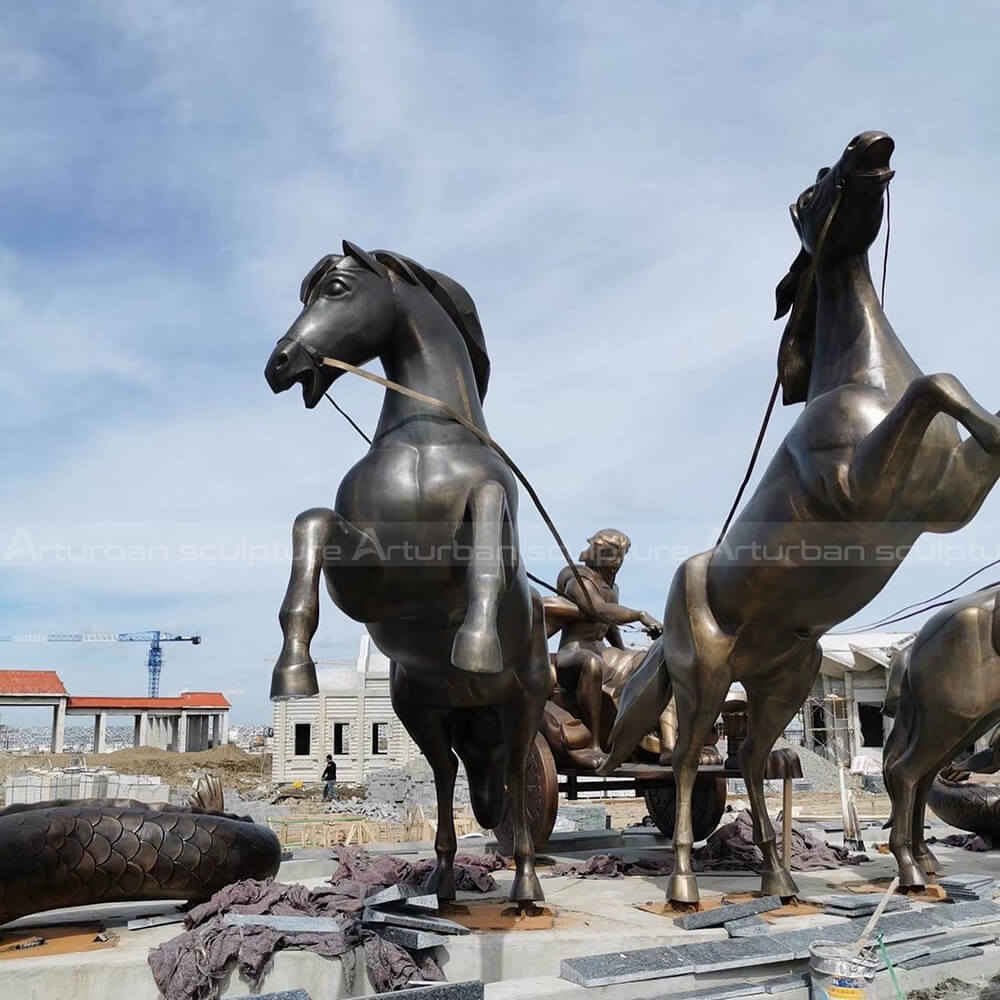 bronze roman chariot statue