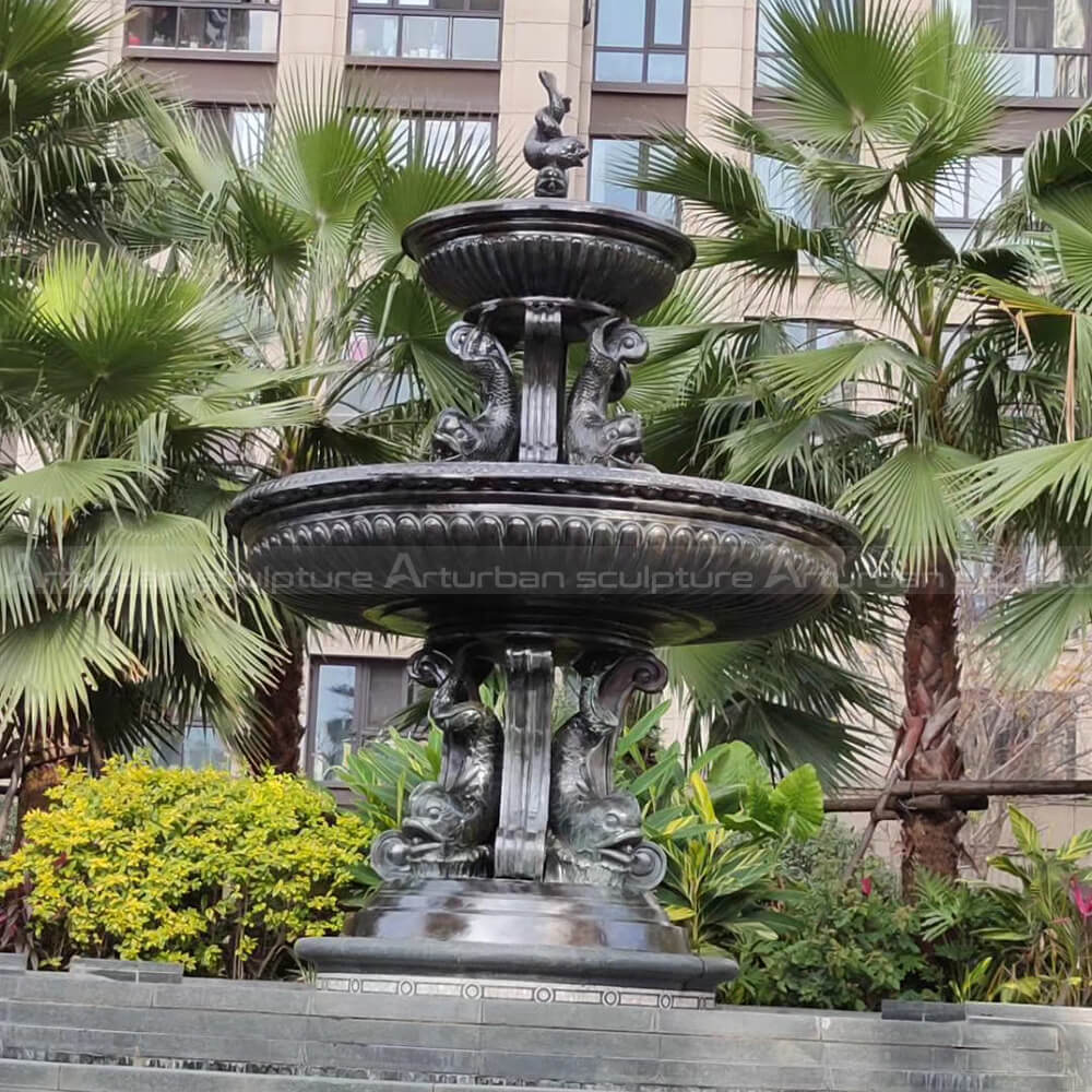 bronze fish fountain statue