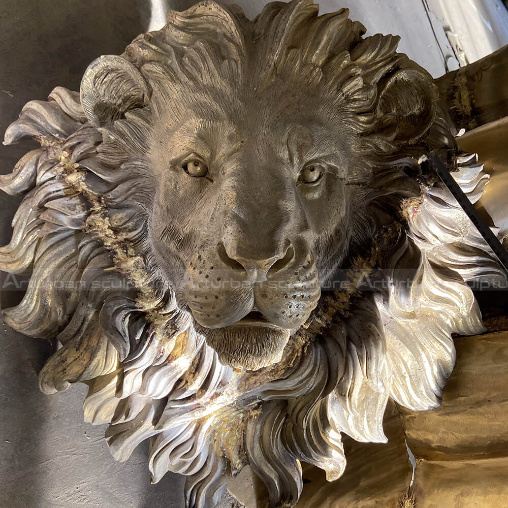 brass lion head statue for sale