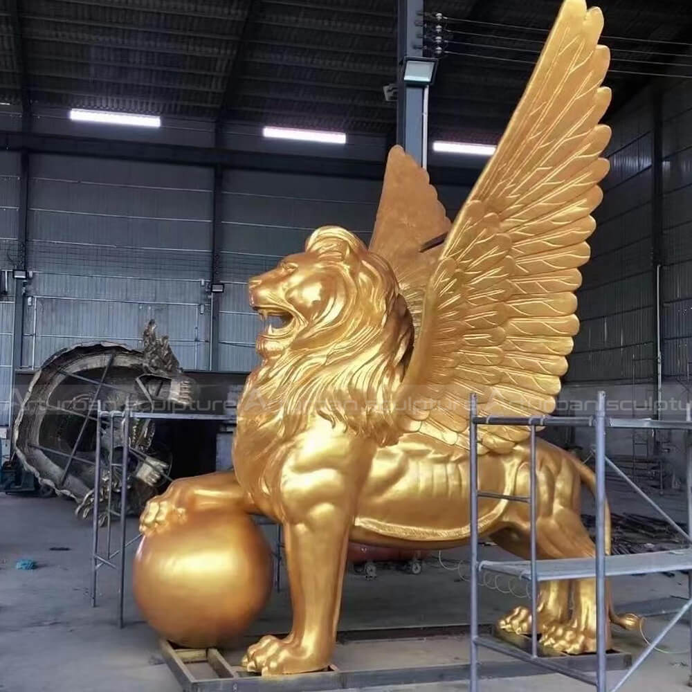 large gold lion statue