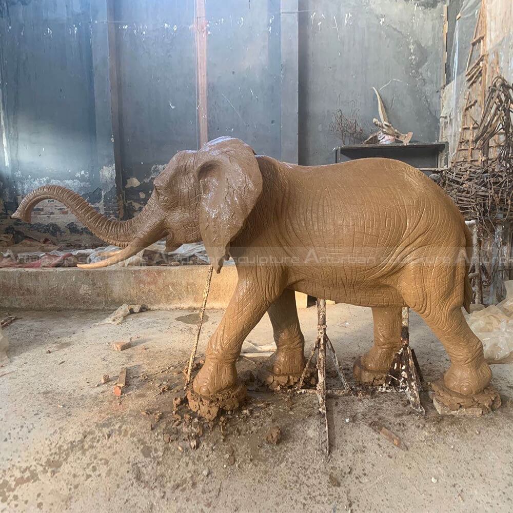 clay mold of bronze elephant statue