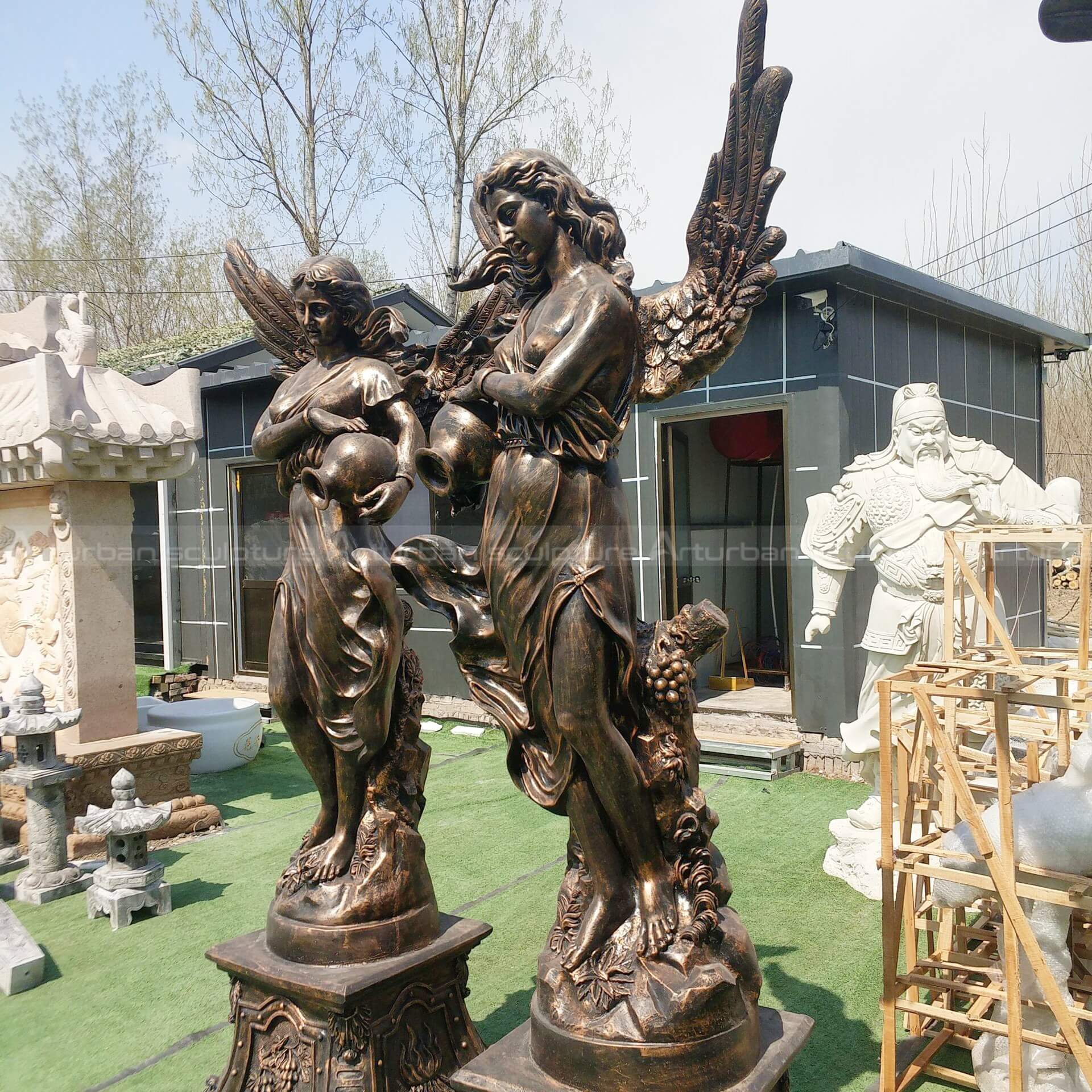 angel with wings fountain statue