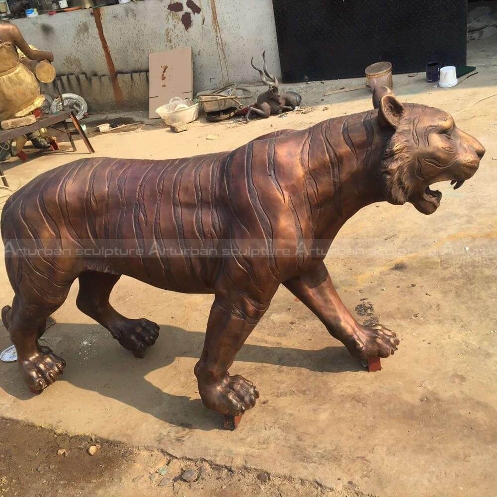 tiger walking garden sculpture