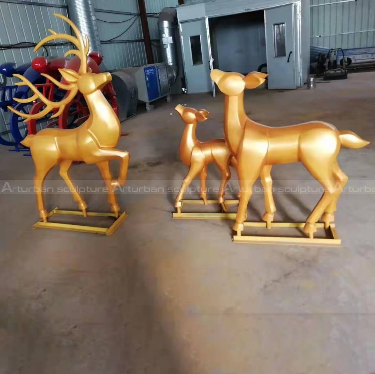 fiberglass gemotric deer statue