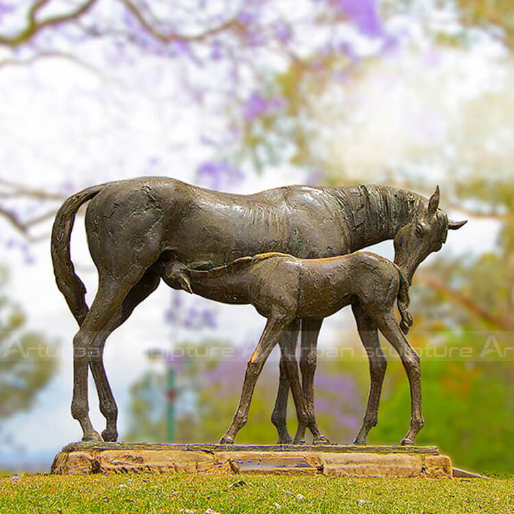 mare and foal bronze sculpture