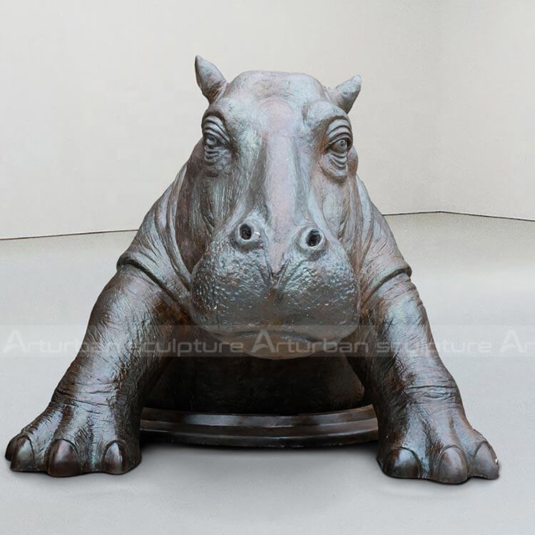 bronze hippo sculpture