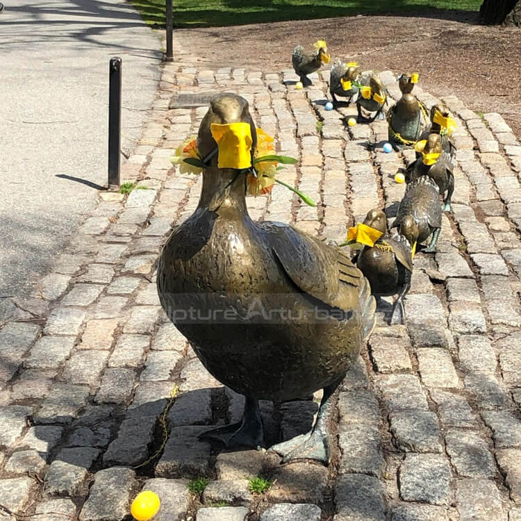 mother duck and ducklings garden ornaments