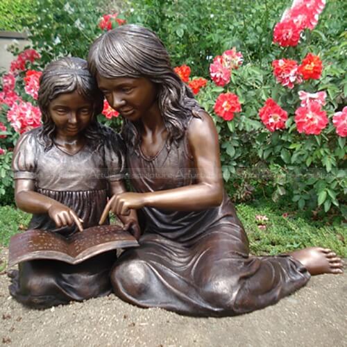 Little Girl Reading Book Statue