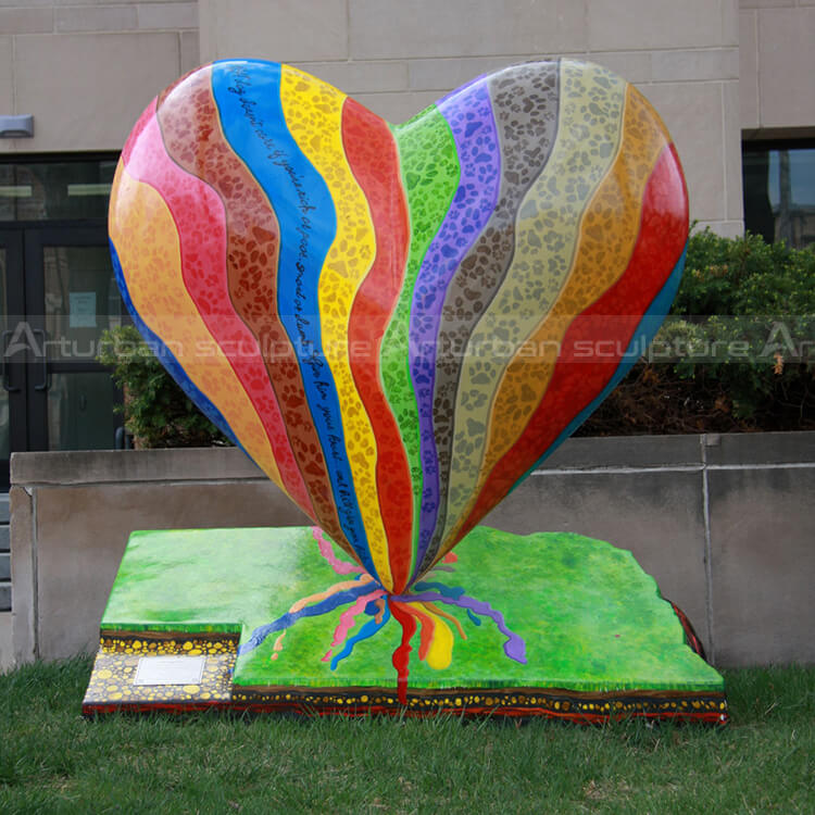 painted heart statue