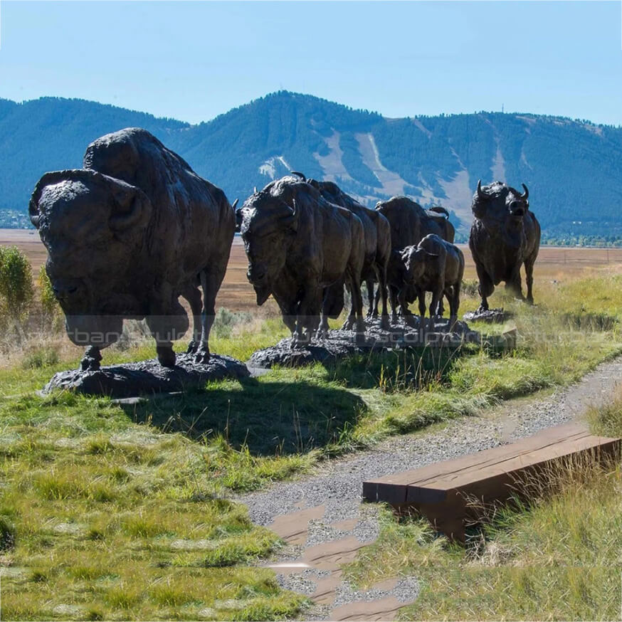 Bison bronze statue