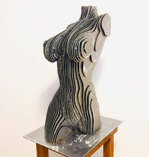 Steel Woman Bust sculpture