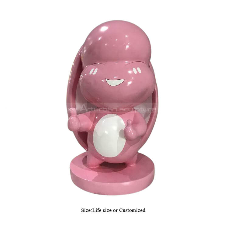 pink rabbit statue