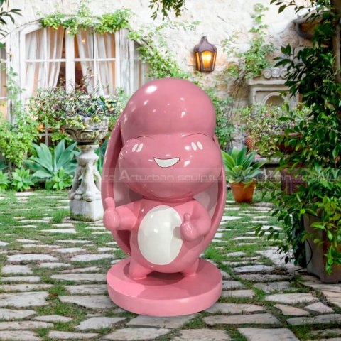 pink rabbit statue