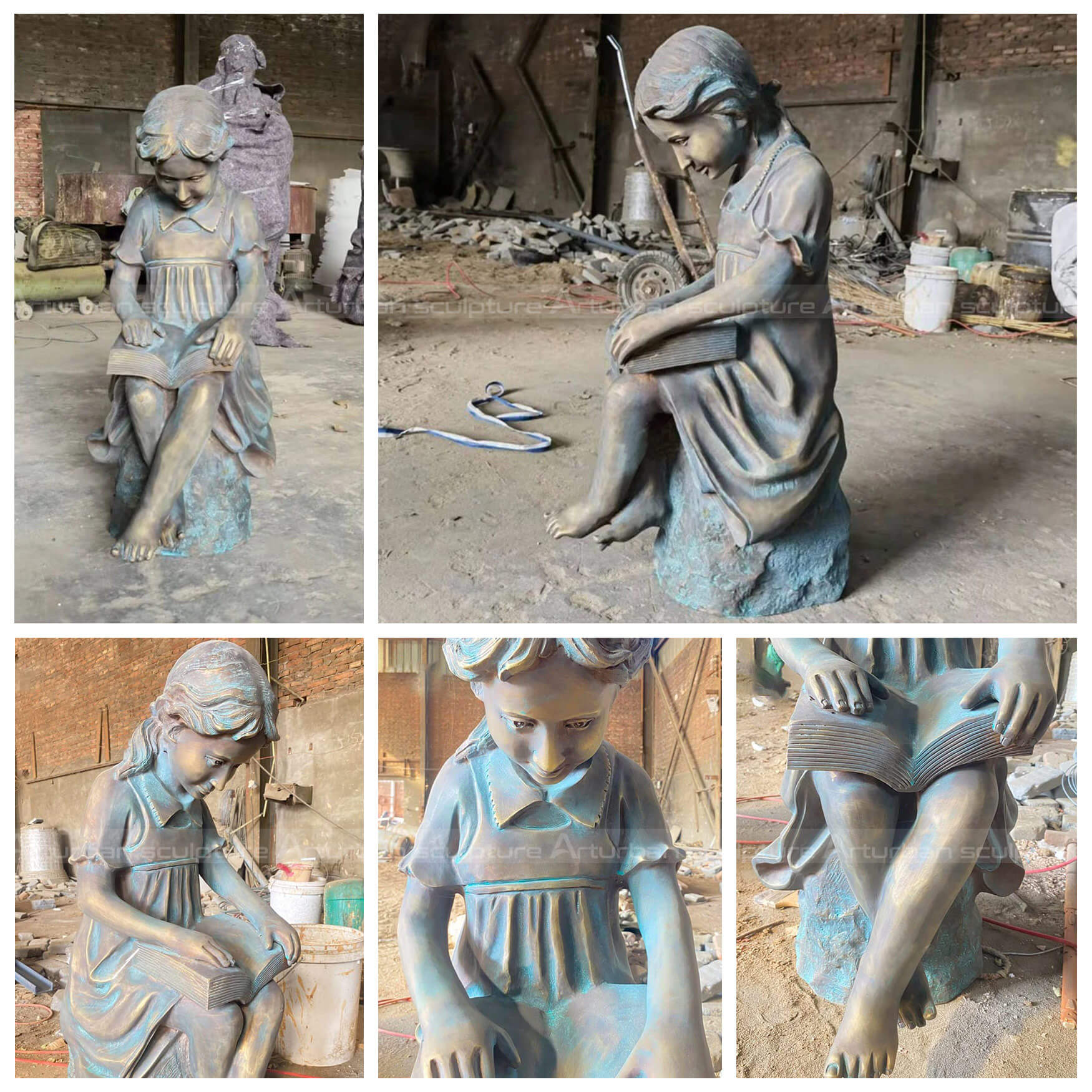 reading girl sculpture