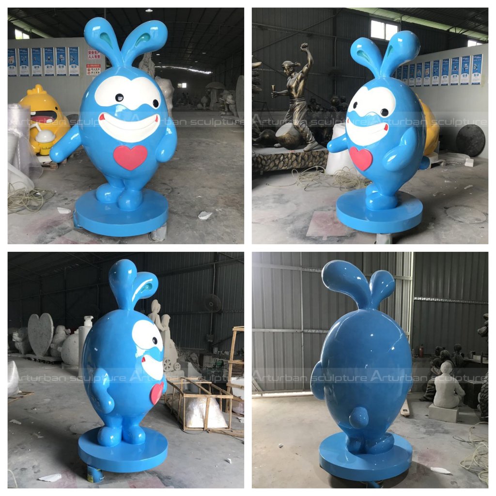 blue rabbit statue