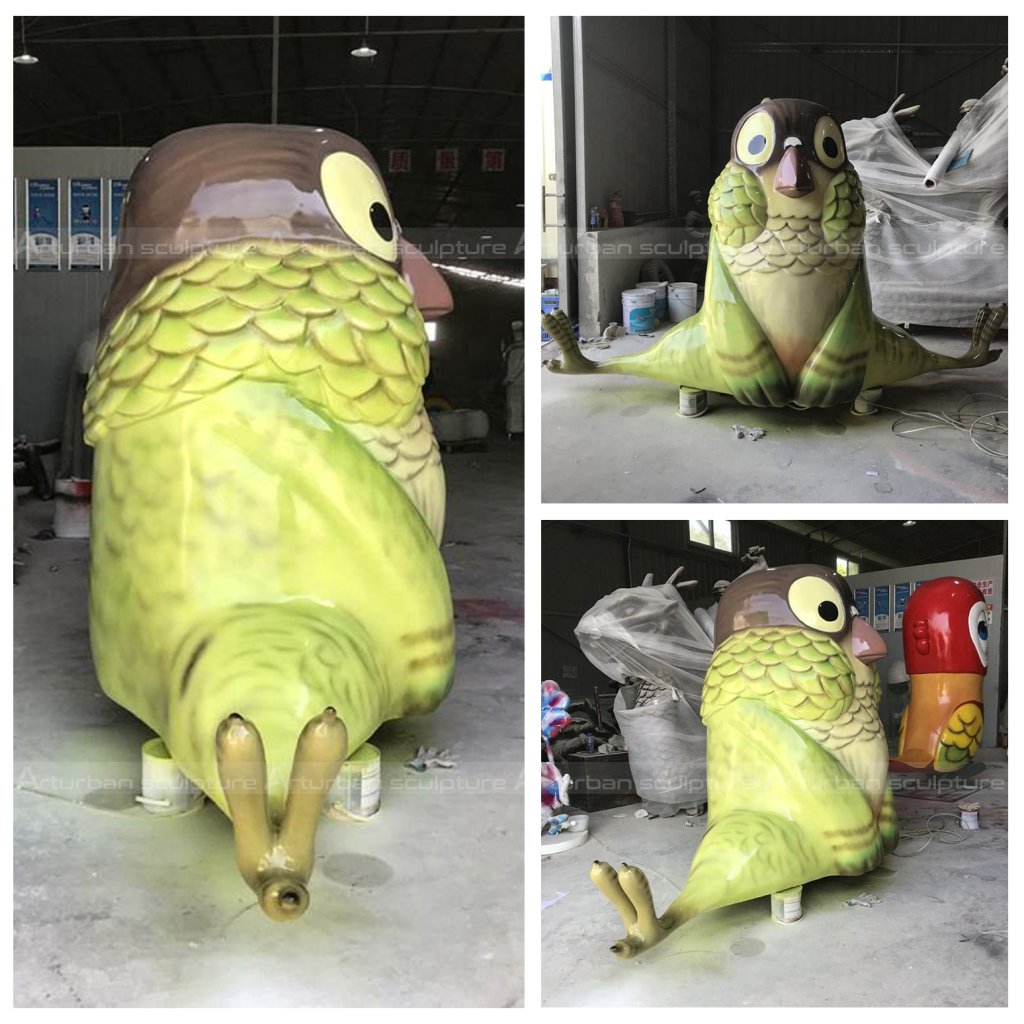 green parrot statue