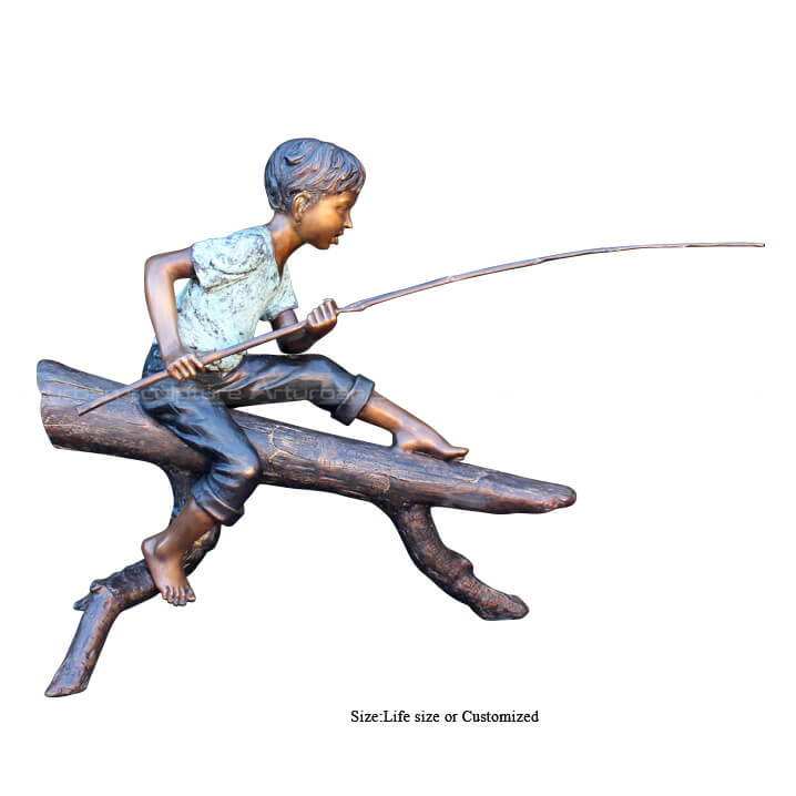 fishing boy garden statue