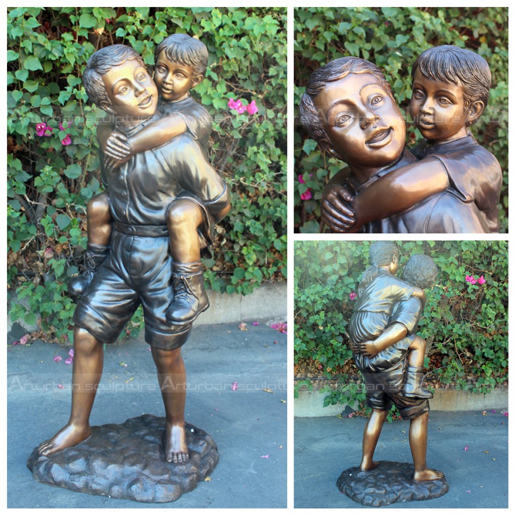 Bronze Brother And Sister Statue