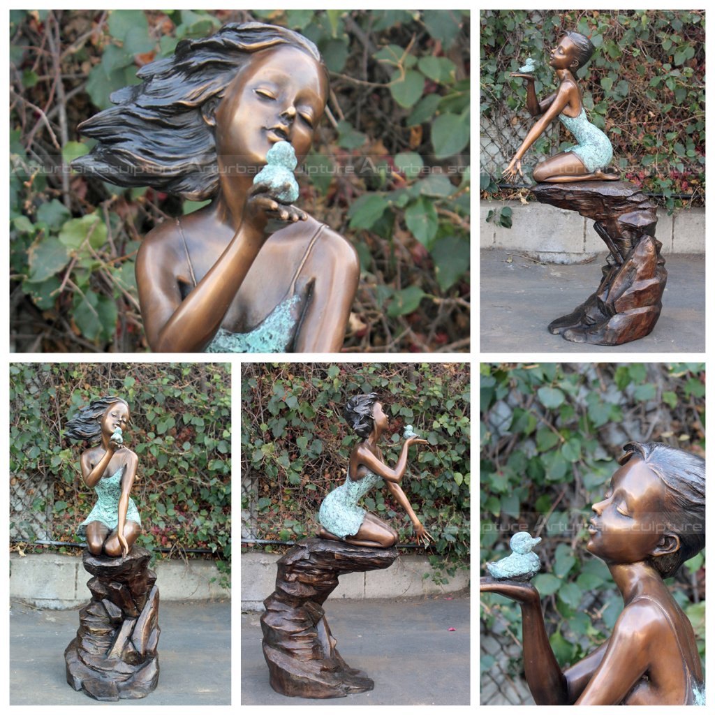 girl with duck sculpture