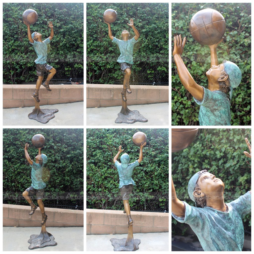 boy playing basketball statue