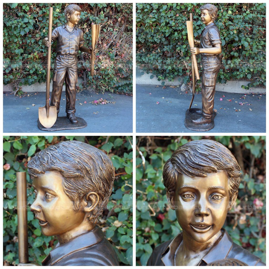 boy with shovel statue