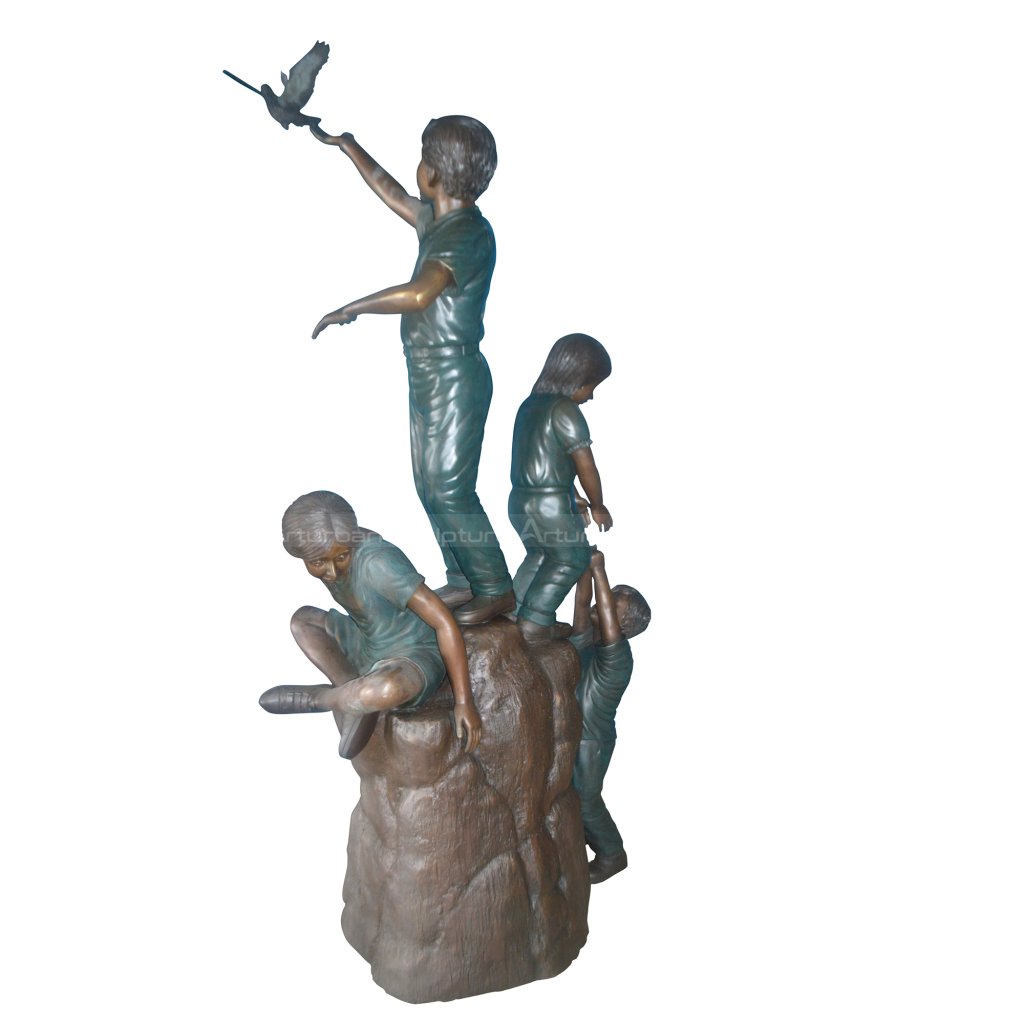 Children Playing Bronze Garden Statue